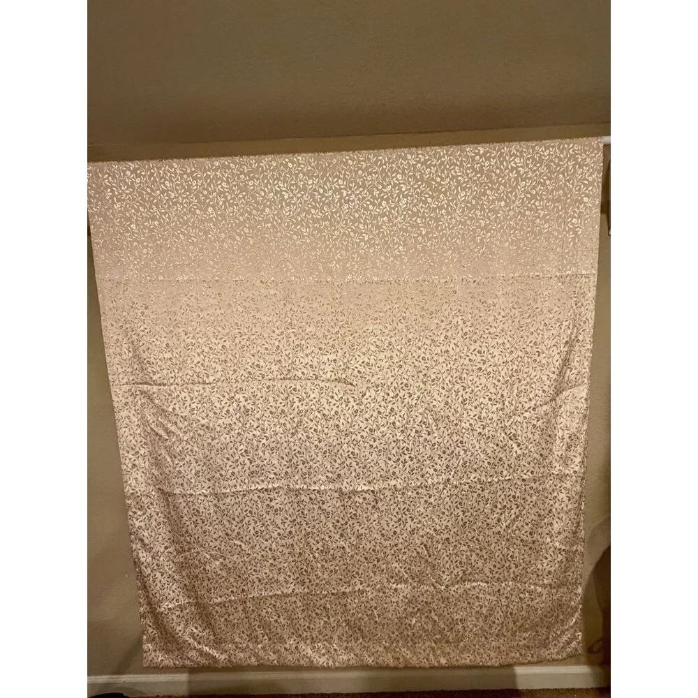 CROSCILL HOME Set 2 Curtain Panels Tan Jacquard Leaf Vine Pattern‎ Rod Pocket